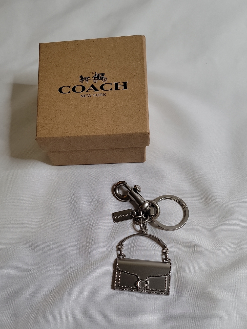 Coach Silver Mini Satchel Keyring